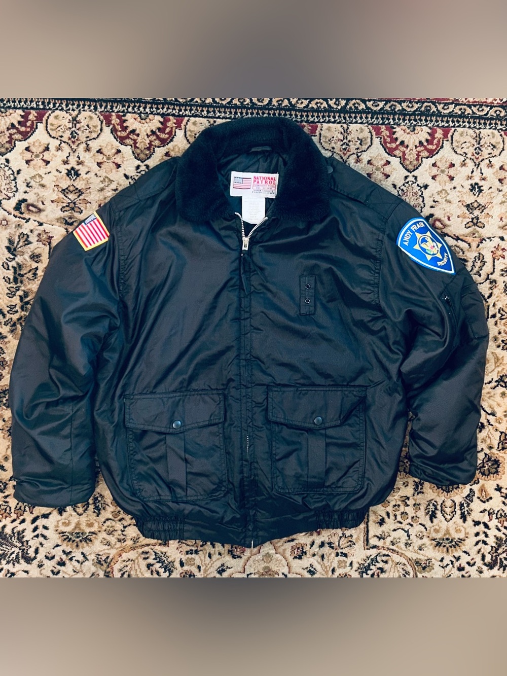Vintage National Patrol Andy Frain Security Jacket Tactical Bomber Black size M